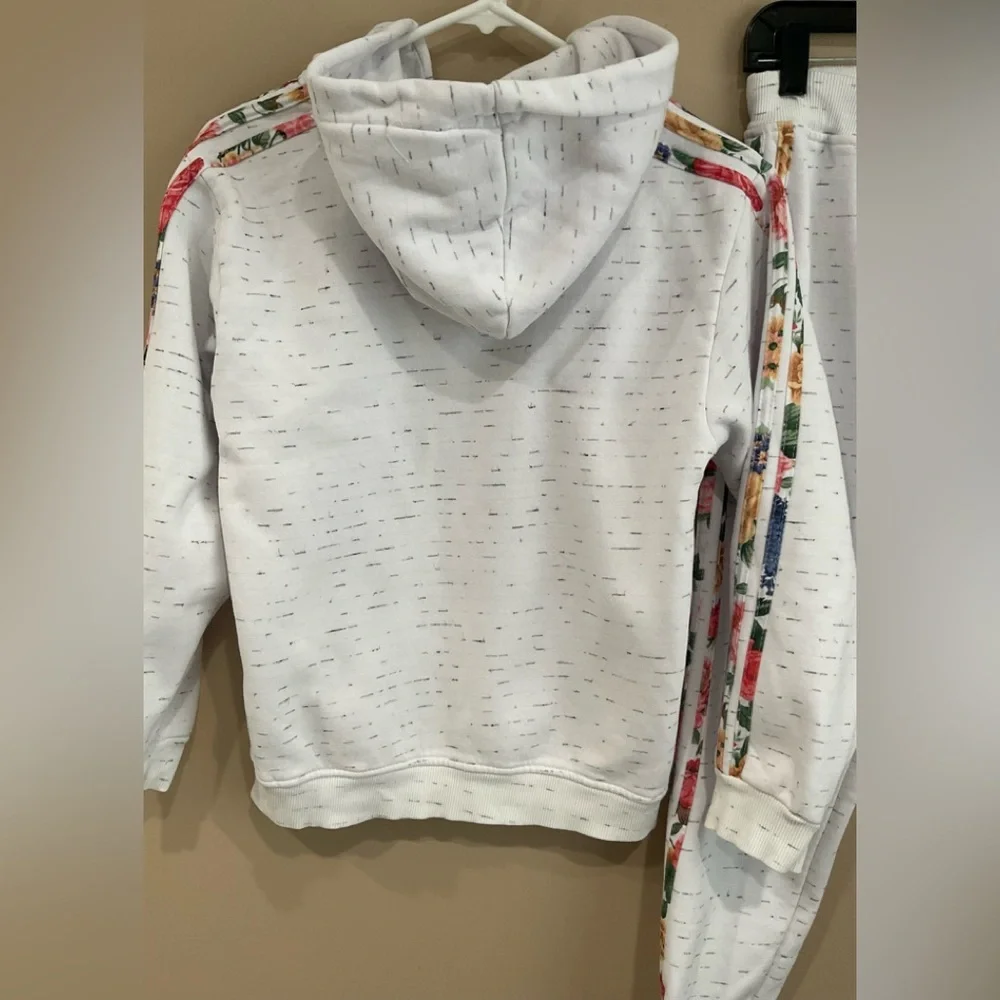 ☀️Adidas Kids White Kangaroo Hoodie & Pants Fleece Lined Tracksuit, 10-12 Y